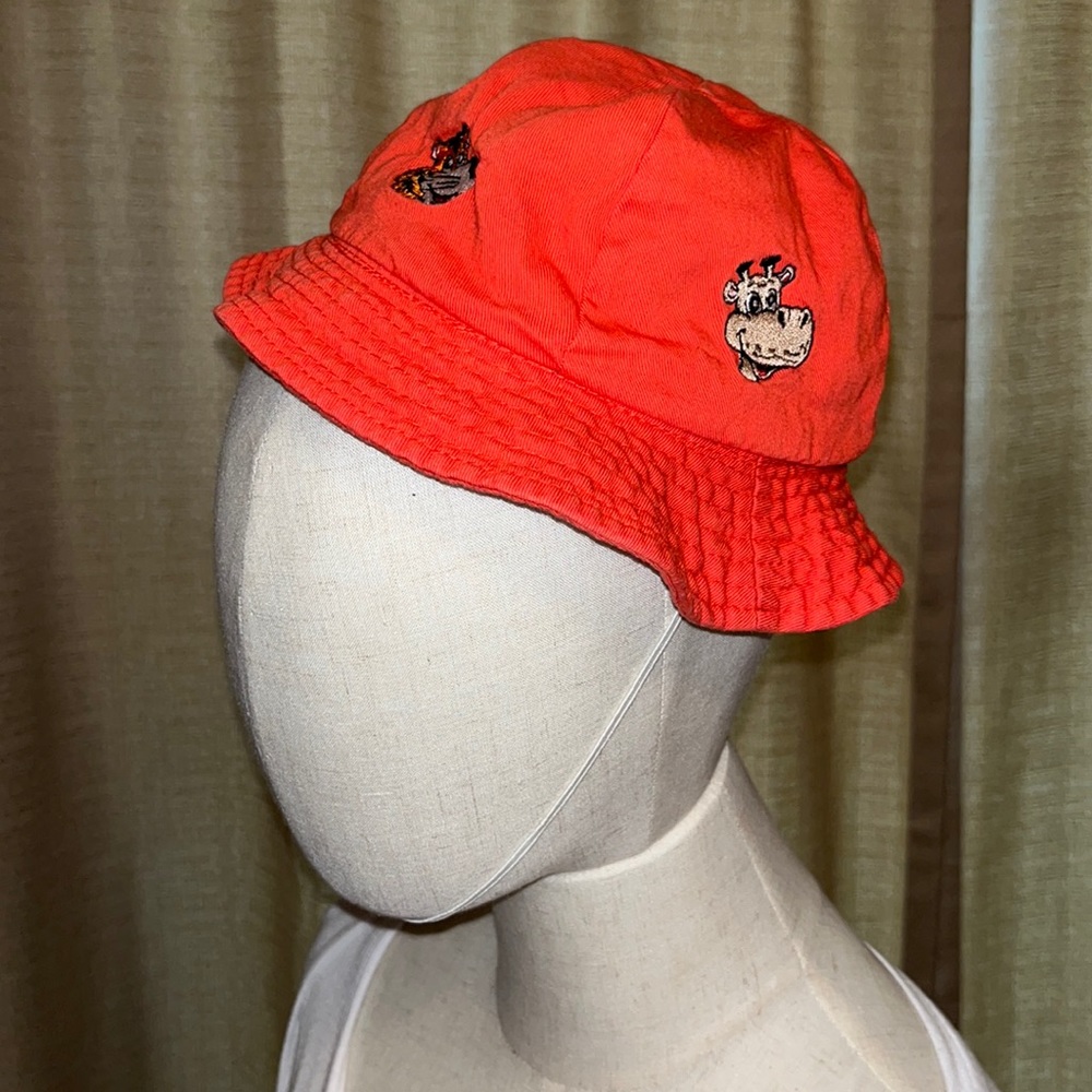 Toddler Boys Zoo Animal Bucket Hat Orange with Elastic Strap